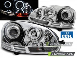 Fari Anteriori ANGEL EYES CCFL CHROME per VW GOLF MK5 10.03-09