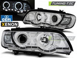 Fari Anteriori XENON ANGEL EYES CHROME per BMW X5 E53 09.99-10.03