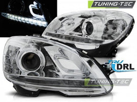 Fari Anteriori TRUE DRL CHROME per MERCEDES Classe C W204 07-10