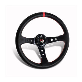 Volante Sportivo Drift Deep Dish Rosso 320mm 75mm Pelle