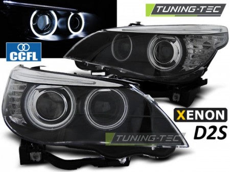 Fari Anteriori XENON D2S ANGEL EYES CCFL Neri per BMW Serie 5 E60/E61 03-04