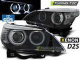 Fari Anteriori XENON D2S ANGEL EYES CCFL Neri per BMW Serie 5 E60/E61 03-04