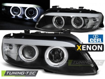 Fari Anteriori XENON ANGEL EYES CCFL Neri per BMW X5 E53 11.03-06