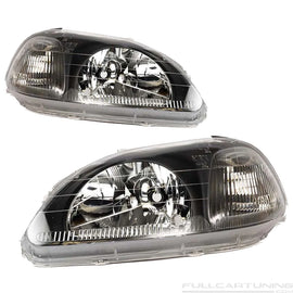 Fari Anteriori TYC JDM regolazione manuale interno nero Honda Civic EK EJ Pre Facelift