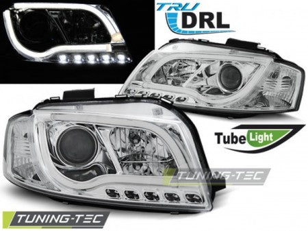 Fari Anteriori TUBE LIGHT DRL CHROME per AUDI A3 8P 05.03-03.08