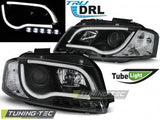 Fari Anteriori TUBE LIGHT DRL Neri per AUDI A3 8P 05.03-03.08