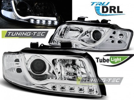 Fari Anteriori TUBE LIGHT DRL CHROME per AUDI A4 B6 10.00-10.04