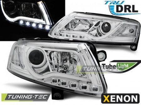 Fari Anteriori XENON TUBE LIGHT DRL CHROME per AUDI A6 C6 04-08