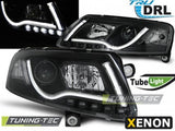 Fari Anteriori XENON TUBE LIGHT DRL Neri per AUDI A6 C6 04-08