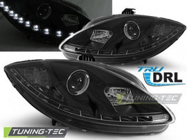 Fari Anteriori TRUE DRL Neri per SEAT LEON 1P ALTEA 09-12
