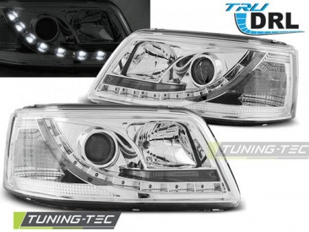 Fari Anteriori TRUE DRL CHROME per VW T5 04.03-08.09