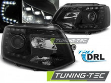 Carica l&#39;immagine nel visualizzatore di Gallery, Fari Anteriori TRUE DRL Neri per VW T5 2010-2015