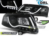 Fari Anteriori TUBE LIGHT DRL Neri per AUDI A6 C6 04.04-08