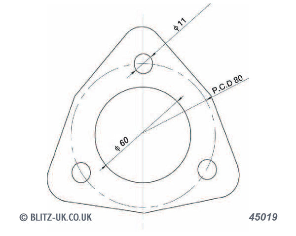 Blitz Exhaust Gasket 60mm 3 Hole fit on 11mm x 80mm pcd
