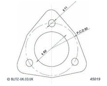 Load image into Gallery viewer, Blitz Exhaust Gasket 60mm 3 Hole fit on 11mm x 80mm pcd