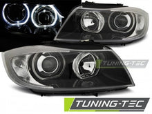 Load image into Gallery viewer, Fari Anteriori ANGEL EYES LED Neri per BMW Serie 3 E90/E91 03.05-11