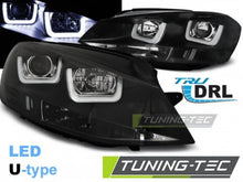 Carica l&#39;immagine nel visualizzatore di Gallery, Fari Anteriori U-LED LIGHT Neri per VW GOLF MK7 11.12-17