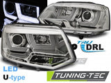 Fari Anteriori U-LED LIGHT CHROME per VW T5 2010-2015