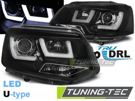 Fari Anteriori U-LED LIGHT Neri per VW T5 2010-2015