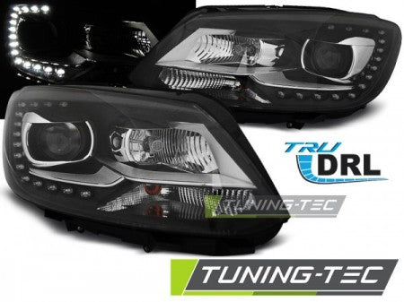 Fari Anteriori TRUE DRL Neri per VW TOURAN II 08.10-15