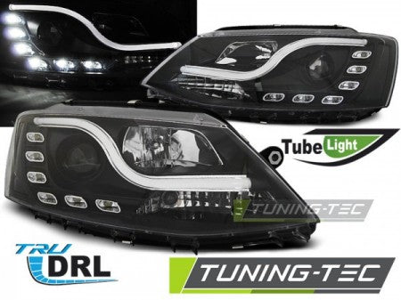 Fari Anteriori TUBE LIGHT DRL Neri per VW JETTA VI 1.11-18