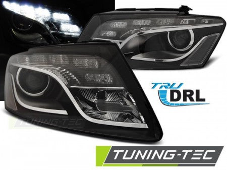 Fari Anteriori TRUE DRL Neri per AUDI Q5 8R 11.08 - 09.12