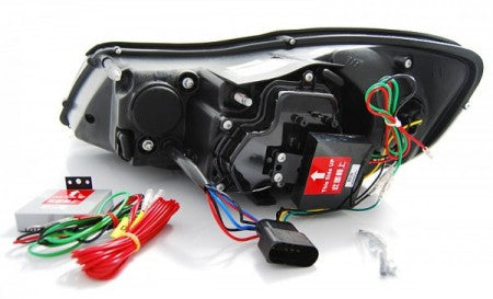 Fari Anteriori TRUE DRL Neri per SKODA OCTAVIA 1Z 09-12