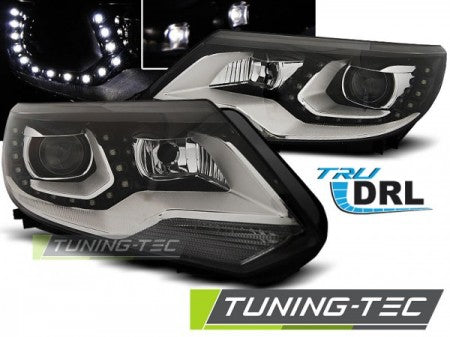 Fari Anteriori TRUE DRL Neri per VW TIGUAN 2011 - 12.2015