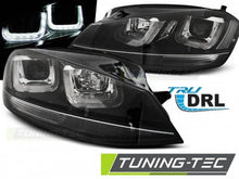 Carica l&#39;immagine nel visualizzatore di Gallery, Fari Anteriori U-LED LIGHT Neri con Neri LINE per VW GOLF MK7 11.12-17