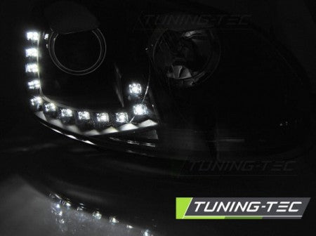 Fari Anteriori TRUE DRL Neri per VW GOLF MK5 10.03-09