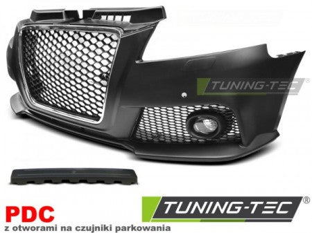 Paraurti Anteriore Sportivo CHROME Nero con Fori Sensori di Parcheggio per AUDI A3 8P 08-12