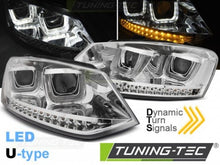 Carica l&#39;immagine nel visualizzatore di Gallery, Fari Anteriori U-LED LIGHT CHROME sequenziali per VW POLO 6R 09-03.14