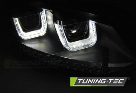 Fari Anteriori U-LED LIGHT Neri sequenziali per VW POLO 6R 09-03.14