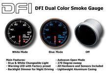 Carica l&#39;immagine nel visualizzatore di Gallery, DFI Blue/White Smoke Lens Gauge 52mm - Pressione Olio (bar)