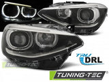 Fari Anteriori TRUE DRL Neri per BMW Serie 1 F20 / 21 11-12.14