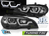 Fari Anteriori TUBE LIGHT DRL Neri per BMW X5 E70 07-13