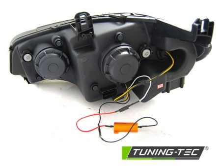 Fari Anteriori TUBE LIGHT DRL Neri per BMW X5 E70 07-13