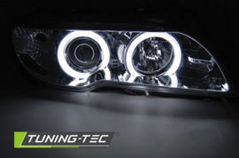 Fari Anteriori XENON ANGEL EYES CCFL CHROME per BMW Serie 3 E46 04.03-06 COUPE CABRIO