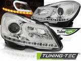 Fari Anteriori TUBE LIGHT CHROME per MERCEDES Classe C W204 11-14