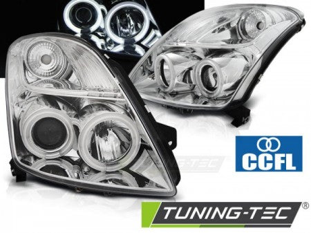 Fari Anteriori per SUZUKI SWIFT 05.05-10 CCFL ANGEL EYES CHROME