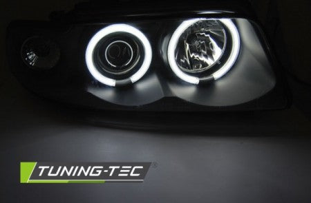 Fari Anteriori ANGEL EYES CCFL Neri per AUDI A4 B5 11.94-12.98