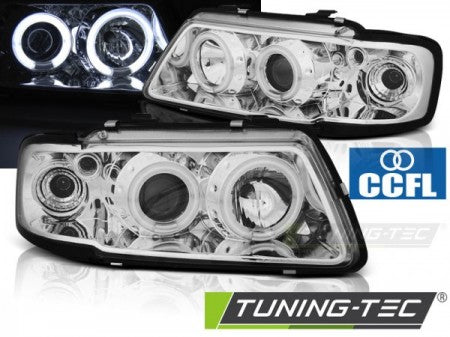 Fari Anteriori ANGEL EYES CCFL CHROME per AUDI A3 8L 08.96-08.00