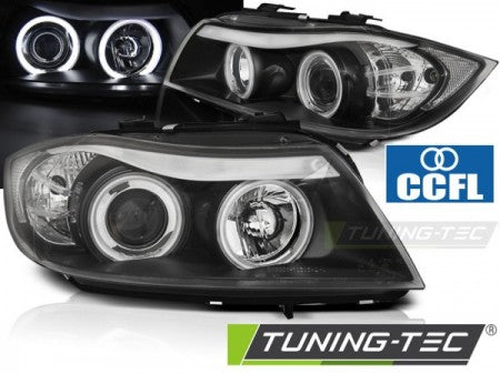 Fari Anteriori ANGEL EYES CCFL Neri per BMW Serie 3 E90/E91 03.05-08.08