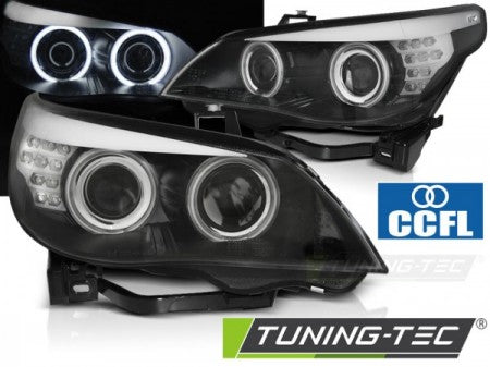 Fari Anteriori ANGEL EYES CCFL Neri Indicatori LED per BMW Serie 5 E60/E61 03-07