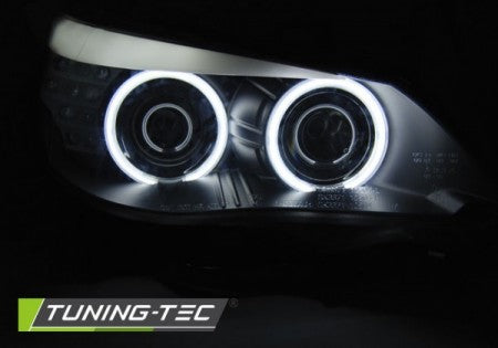 Fari Anteriori ANGEL EYES CCFL Neri Indicatori LED per BMW Serie 5 E60/E61 03-07