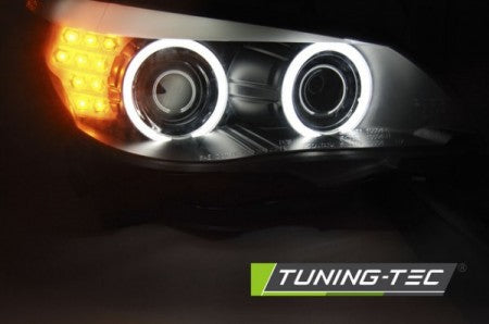 Fari Anteriori ANGEL EYES CCFL Neri Indicatori LED per BMW Serie 5 E60/E61 03-07