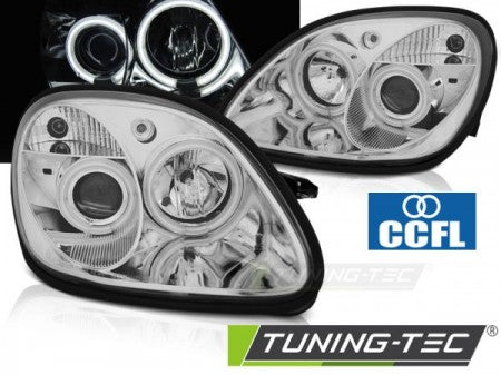 Fari Anteriori ANGEL EYES CCFL CHROME per MERCEDES R170 SLK 04.96-04