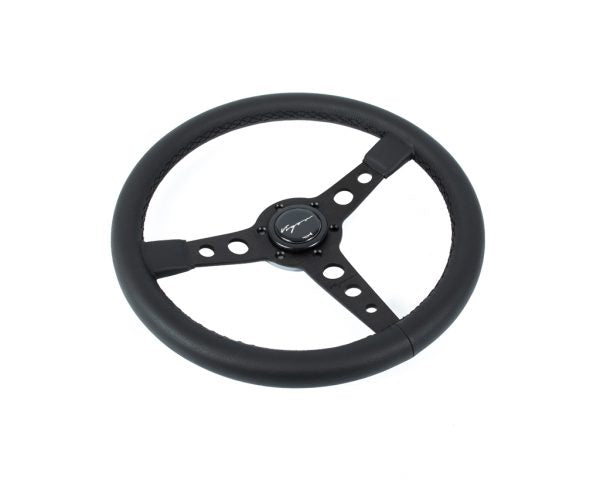 Volante Sportivo Vigor Monte Carlo Razze Nere Pelle Nera BK Stitch Profondo 20mm Diametro 350mm - em-power.it