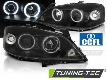 Fari Anteriori per OPEL ASTRA G 09.97-02.04 ANGEL EYES CCFL Neri