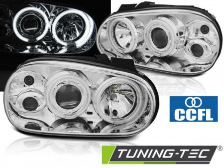 Fari Anteriori ANGEL EYES CCFL CHROME per VW GOLF MK4 09.97-09.03